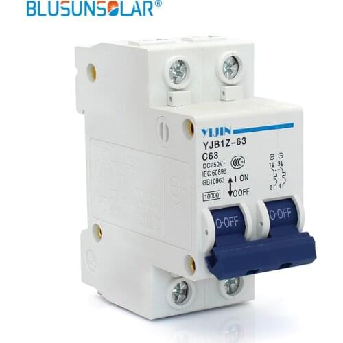 10 pieces/lot) 2P 63A DC250V ( DC SOLARB Mini Circuit Breaker ) FOR PV Solar system