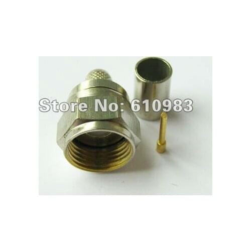 100pcs/lot) nickel straight F Crimp Plug male RF coaxial connector for LMR195