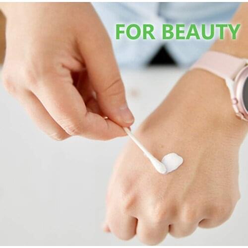 100pcs Double Head Cotton Stick +Treatment Cotton Wood Stick Swab Disposable Cotton Swab Ear Cleaning First Aid Kit