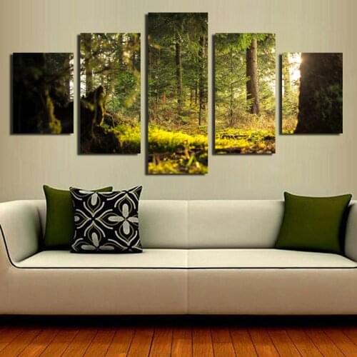 5pcs Canvas Frameless Posters Forest Natural Scenery HD Photography Art Photo Waterproof Ink Printing Decorative Home Painting