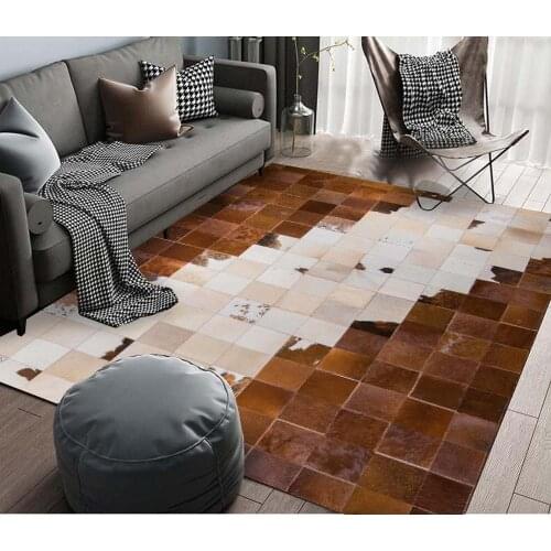 American style cowhide patchwork rug big size genuine natural cow skin fur carpet decorative cow leather office rug