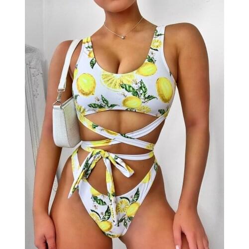 Sexy Vest Type Push Up Bikini Brazilian Bikinis Bandage Swimwear Women Wrap Around Tied String Beach Bathing Suit Female Biquini