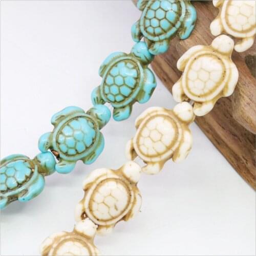 12X15/15X18mm White Blue Little Turtle Turkey Turquoises Loose Beads For DIY Necklace Bracelet Jewelry Making Design Women Girl