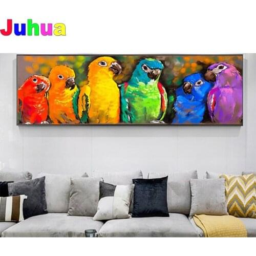 Large Diamond Painting Cross Stitch Abstract Art animal Parrot 5D Diamond Embroidery Mosaic birds icons full square round drill