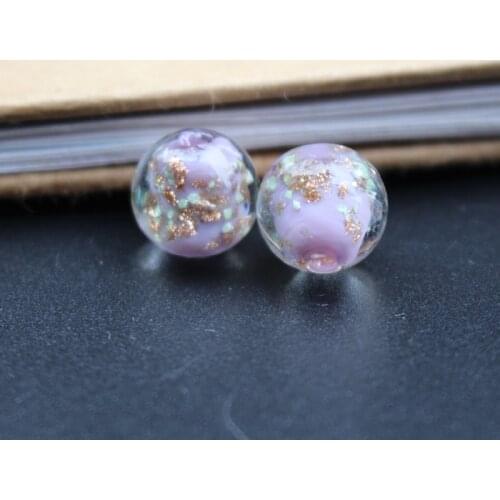 10PCS 8mm 10mm 12mm Luminous Lampwork Glass beads &Shinning powder Solid Purple Color Loose beads for jewelry Bracelet Necklace