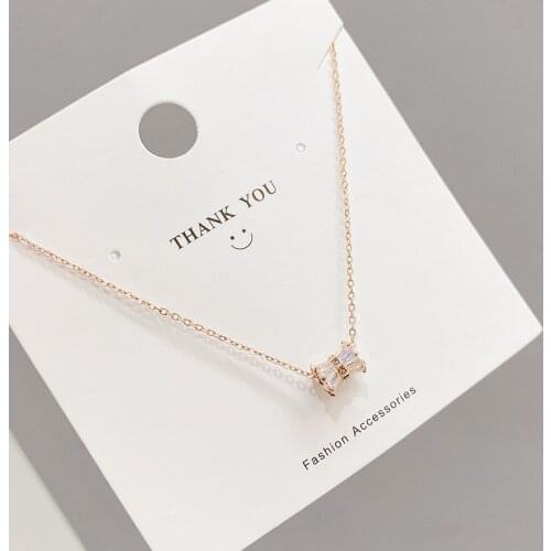 Trendy Simple Sweet Shiny Zircon Geometric Pendant Necklace Women Party Temperament Elegant Fashion Jewelry Gifts Clavicle Chain