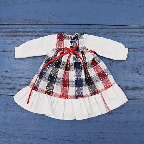 DBS Blyth icy 1/6 30cm bjd Mori Girl style plaid dress dressing girl gift