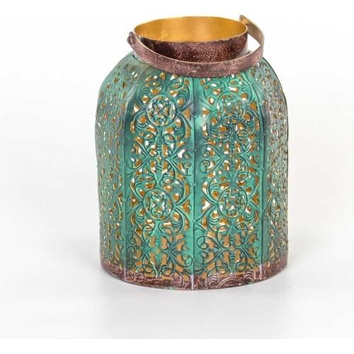 Evistro Decorative Metal Candle Holder Lantern 15CM x 20CM Green-Coffee
