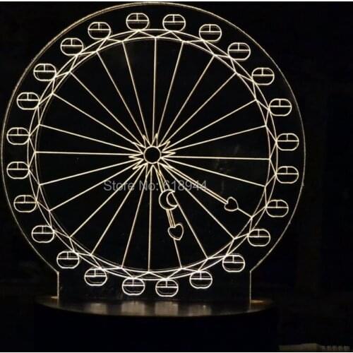 Wooden Modern LED 3D Table Lamps Creative Fashion Bedroom Bedside Night Light Lampe Deco Birthday Gift 520 Ferris wheel
