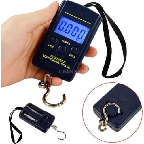DHL 50PCS Portable Mini LCD Digital Display Electronic Scales Hook Luggage Weight Scale (Color: Black)