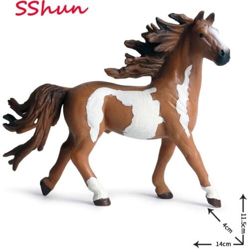 14*4*11.5CM Childrens Toy Maxima and Eight Horses Figure Wild Horse Racing Solid Simulation Wild Animal Model Plastic Decoratio