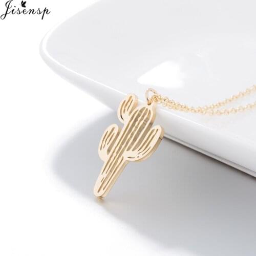 Jisensp Unique Style Stainless Steel Choker Necklace Origami Cactus Pendant Necklace Fashion Jewelry Gift for Women Girls