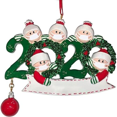 2020 Quarantine Family Of 5 Christmas Ornament Pvc DIY Blessing Personalized Family Ornament Christmas Tree Decoraiton