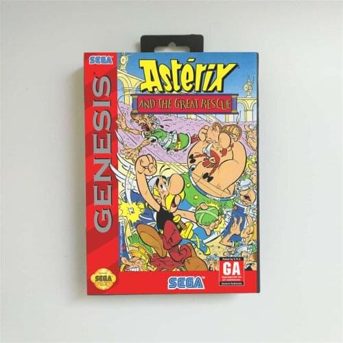 Asterix The Great Rescue - USA Cover With Retail Box 16 Bit MD Game Card for Sega Megadrive Genesis Video Game Console