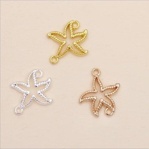 50pcs/lot 18x16mm Copper Starfish Connector For DIY Necklace Making Supplies Jewelry Finding Wholesale