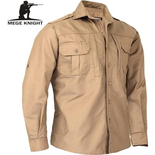 Mege Brand Autumn Spring Military Style Men Shirt Long Sleeve Tactical Camouflage US Army Shirt Ripstop Casual Blouse Uniform