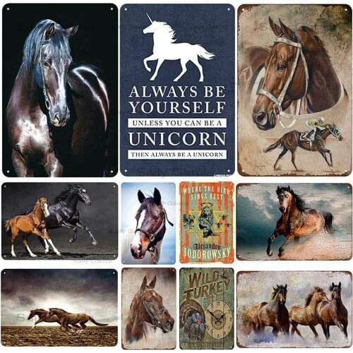 Modern Running Horse Metal Tin Posters Metal Plaque Vintage Pub Tin Sign Wall Art Metal Signs Tin Home Decor For Living Room