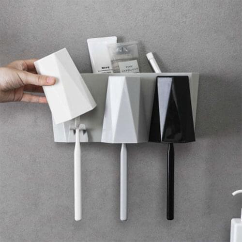 Wall-mounted Toothbrush Holder Multi-function Toothpaste Rack Wash Toothbrush Toothpaste Cup Family Combination Wash Cup Rack