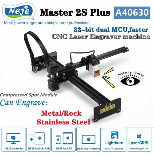 NEJE Msater 2S Plus 50W CNC Laser Engraver Cutter Module Kits APP Bluetooth Control Professional engraving metal stainless steel