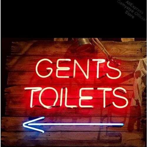 Neon Sign For Gents Toilets Arrow Glass Tube Lamp Beer Bar Home Lamp resterant light Neon Bulbs Decorative Shopping Hall Sign