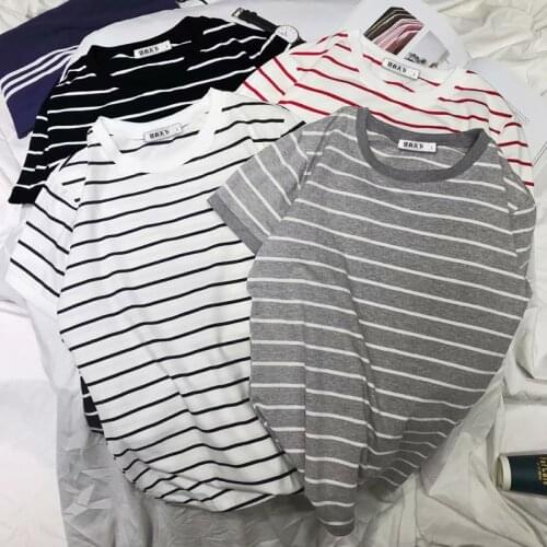 2021 new mens short-sleeved t-shirt spring and summer mens compassionate trend striped top youth slim T-shirt