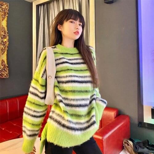 2021 New Autumn High Quality Women Sweater Striped Loose Men Sweater Fashion Casual Elegant Cotton Unisex Sweater T564