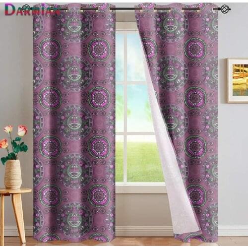 DARMIAN New Calendar Aztec Pattern Print Blackout Window Curtains for Home Decoration Thermal Insualted Window Draperies Curtain