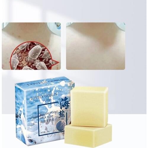 Sea Salt Soap Whitening Moisturizing Soap Natural Milk Sea Salt Soap Remove Pimple Pores Acne Treatment Face Care Foaming Soap