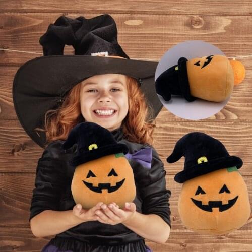 Halloween Plush Toys Cartoon Pumpkin Pillow With Hat Funny Expression Cute Simulation Pumpkin Cushion Doll Ragdoll Home Decor