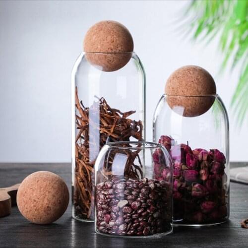 Kitchenware Transparent Glass Jar Coffee Bean Sealed Jar Food Glass Container Storage Bottle Creative Cork Household Tea Caddy