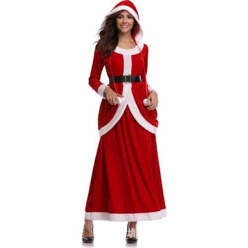 Christmas Costume Girls Sexy COS Performance Party Red Dress Clothing Winter Party Female Xmas Adult CLothes