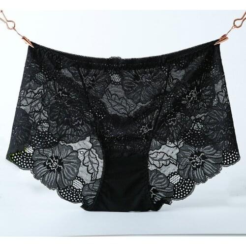 Sexy Lace Panties for Women Modal Plus Size Lace Briefs for 90kg Sexy Transparent Lace Underwear Lingerie High Waist Panties