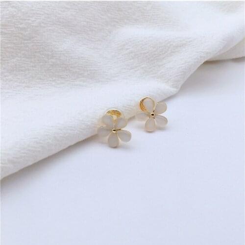 Opal five-petal flower without ear hole earclip small fresh earring female ear jewelry simple temperament