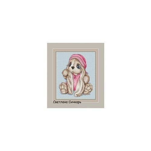 Rabbit Series--Pink Hat cross stitch 11CT 18ct 14ct cotton thread embroidery DIY handmade needlework