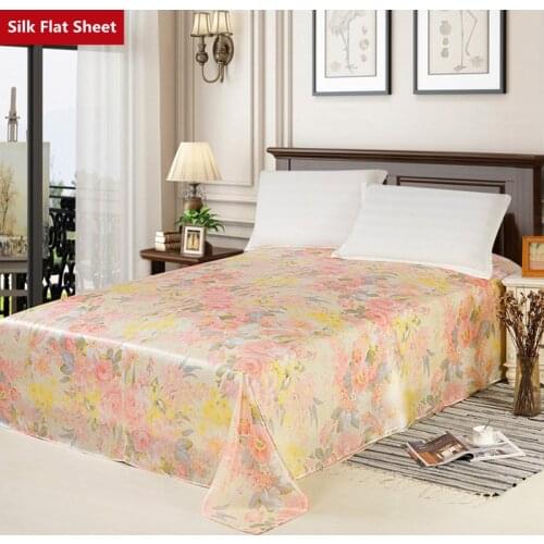 Silk Flat Sheet 1pc 100% Mulberry Silk Floral Multicolor Customizable Twin Full Queen King Cal.King ls17-sffs01