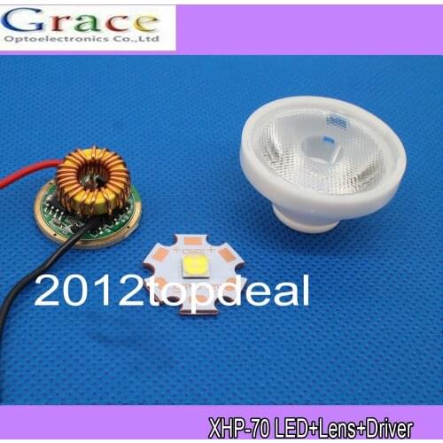 CREE XHP70 6V LED 6500k LED Didoes+4A Led Power Supply + 26MM 25degree Led Lens