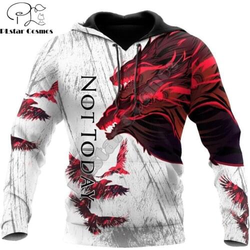 Blood Wolf Not Today & Raven 3D Printed Fashion Hoodies Men Hooded Sweatshirt Unisex Zip Pullover Casual Jacket Tracksuit DW0231