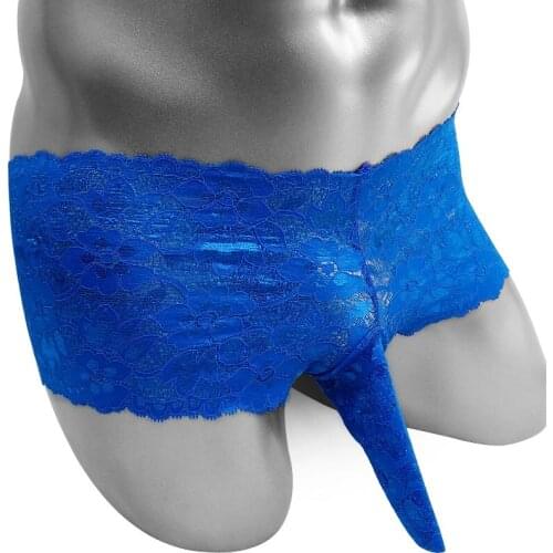 Lace Sissy Panties With Penis Sleeve Floral Low rise Sexy Lingerie Boxer Shorts For Mens Underwear Gay Bottom Underpants