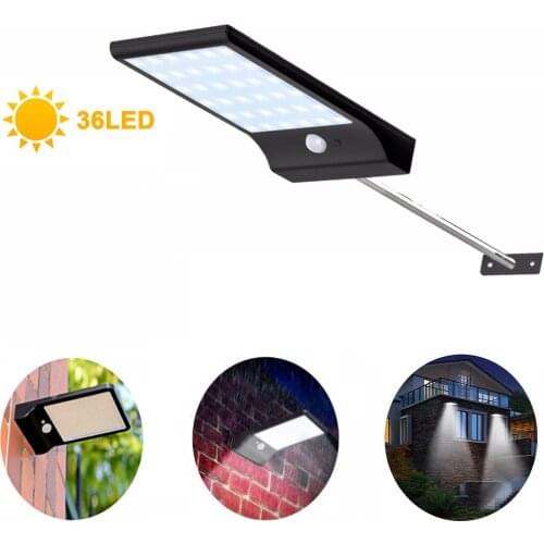 450LM 36LED Solar Wall Light Outdoor With PIR Motion Sensor 3 Modes Waterproof IP65 For Path Garage Garden Security Street Light