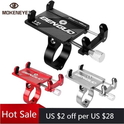 Universal Bicycle Phone Holder Aluminum Mobile Phone Mount Rack Bike Motorcycle Handlebar Clip Stand Bracket Cycling Accessories