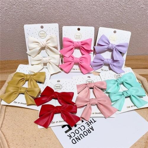 2021 New Fashion Kids Hair Accessories Childrens Simple Colorful Fabric Bow Hairpin Sweet Girl Princess Cute Duckbill Clip