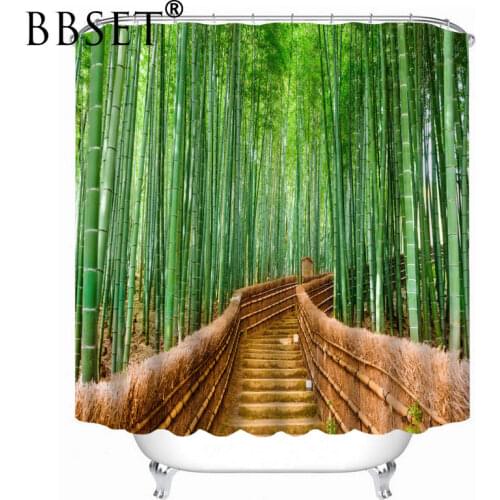 Top Quality Shower Curtain Retro path in the green bamboo forest Pattern Waterproof Multi-size Douchegordijn Bathroom Decor