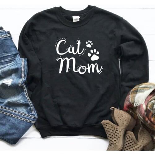ZBBRDD Cat Mom Fashion Pullover hoodie Casual Tops Shirts For Mama Lady Cotton Full Long sleeve Mother Sweatshirt Drop shipping
