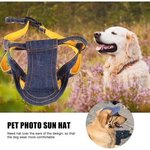 Dog Hat - Dog Sunscreen Baseball Cap for Outdoor Sports , Denim Sun Protection Visor Hat with Ear Holes ，Denim Visor Hat