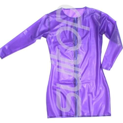 Womens rubber dresses in trasparent purple color