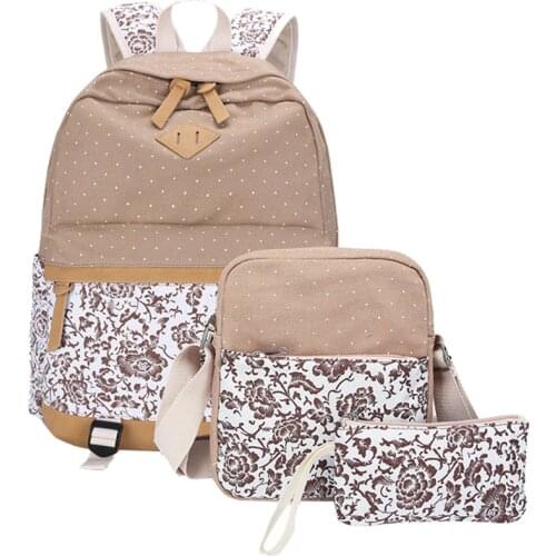 Set Backpack Women Floral Printing Backpack Canvas Bookbags School Backpacks Bags for Teenage girls Bagpack Backbag Shoulder bag