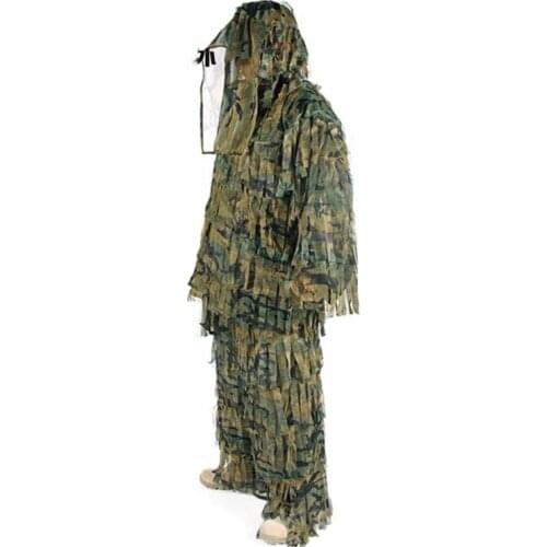 3D Camouflage Ghillie Suit Jungle Camouflage Hunting Clothes Jacket Pants Tactical Hat Bag Desert Sniper Woodland PONGEE