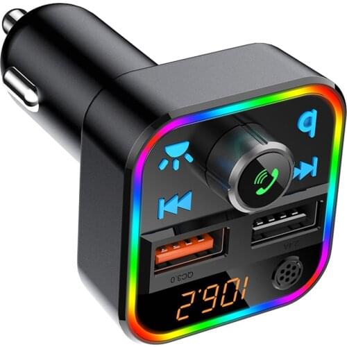 Dual USB Fast Charger Car Accessories Bluetooth FM Transmitter Car Player Kit Handsfree LED Backlit USB Charger