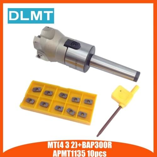 Free Shipping New MT2 FMB22 M10 Shank BAP400R/BAP300R 50 22 Face Milling CNC Cutter + 10pcs APMT1604/1135 Inserts For Power Tool