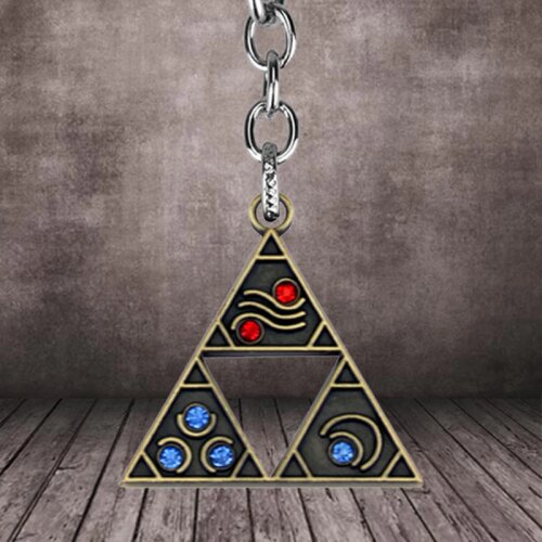 Zeldas-Game Keychain The Legend-Zelda Keyring Triforce Trinity Triangle Amulet Pendant Key Chains Trinket Keyholder Key Ring